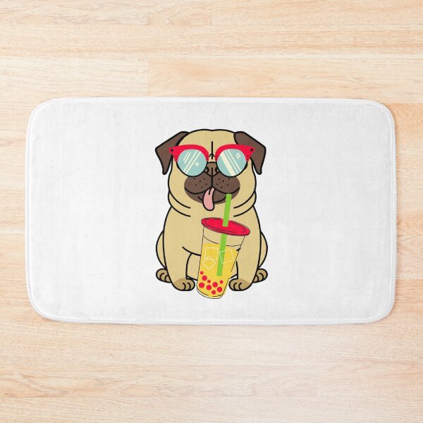 Item preview, Cute Kawaii Bulldog Wearing Glasses Drinking Boba Tea designed and sold by Rhu Creations.