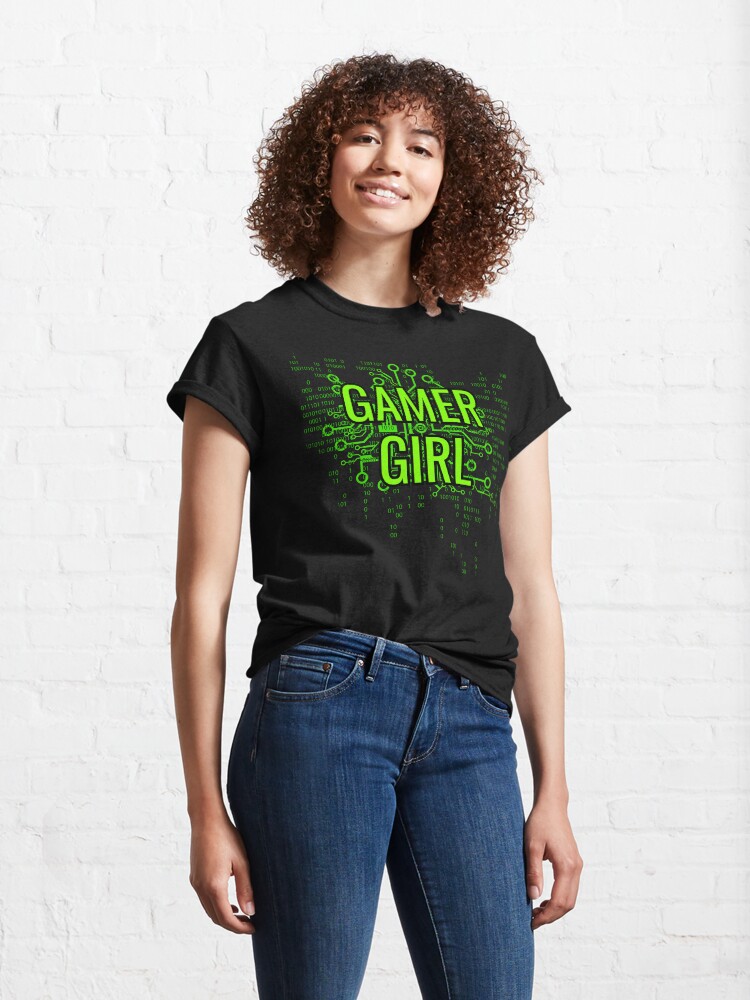 Alternate view of GAMER GIRL Cyber Green Classic T-Shirt