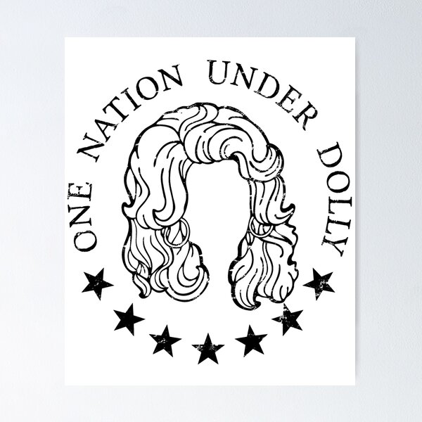 Item preview, Dolly Parton One Nation Under Dolly Black Print designed and sold by Issaqueena Design.