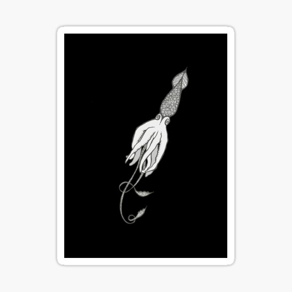 Black and White Squid Sticker