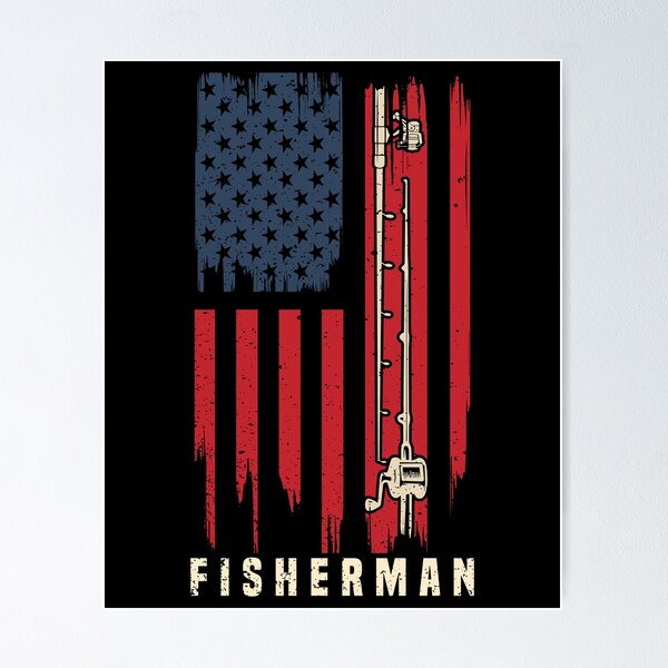 American Fish Flag Fishing Pole Rod Fishing Lover Fisherman Gift