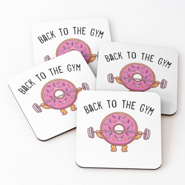 Item preview, Back to  to gym, Cute doughnut lifting barbell cartoon designed and sold by ArtDeziGn.
