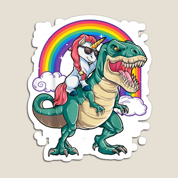 Item preview, Unicorn Riding T-Rex A Tyranosaurus Rex Rided By A Unicorn designed and sold by HumbleShirt.