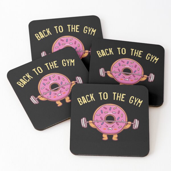 Item preview, Back to  to gym, Cute doughnut lifting barbell cartoon designed and sold by ArtDeziGn.