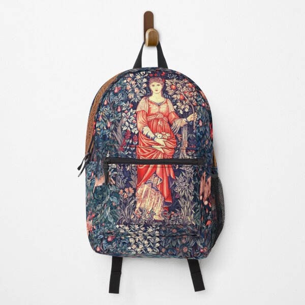 Item preview, POMONA GODDESS OF ABUNDANCE HOLDING FRUITS IN GREENERY, FOREST ANIMALS Fox,Hares Grey Red Blue White Floral designed and sold by BulganLumini.