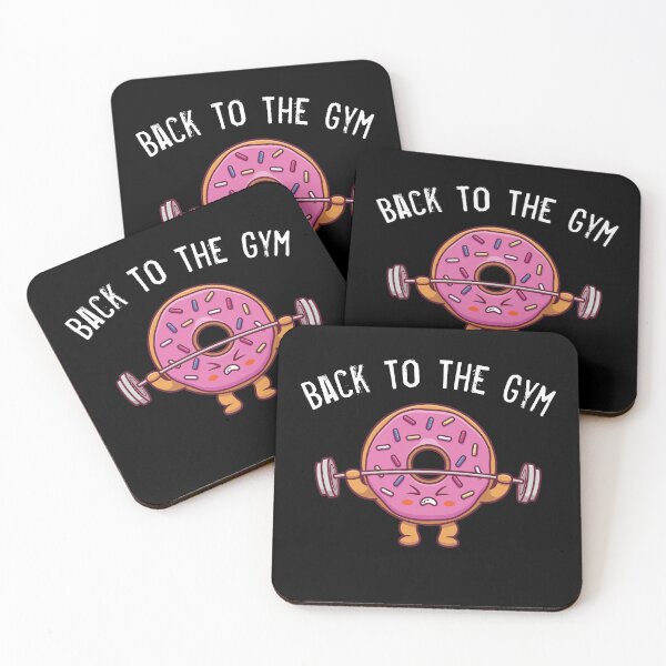 Item preview, Back to  to gym, Cute doughnut lifting barbell cartoon designed and sold by ArtDeziGn.