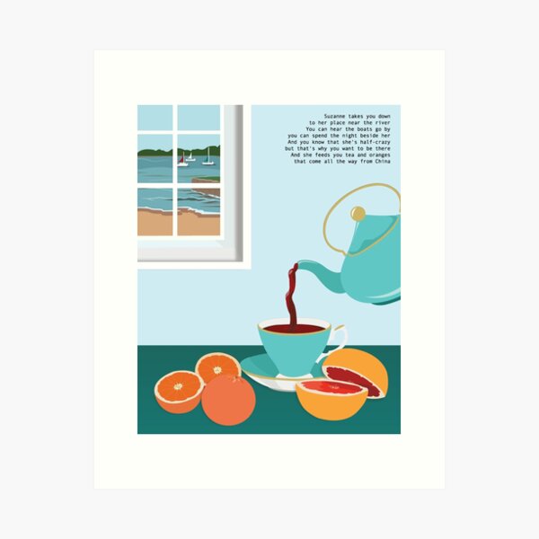 Item preview, Leonard Cohen Suzanne minimalist poetry music art designed and sold by PrintsBySadie.