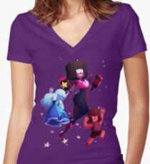 Garnet - Steven Universe Fanart, Sapphire, Ruby, Fusion Women's Fitted V-Neck T-Shirt