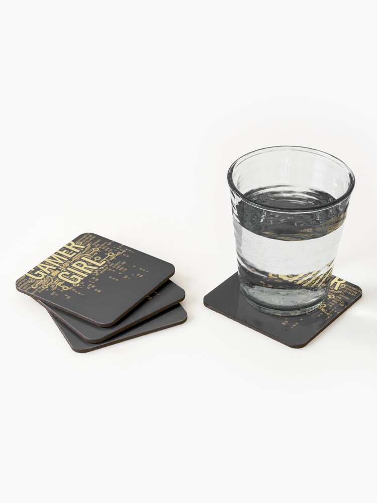 Alternate view of GAMER GIRL Cyber Yellow Gold Coasters (Set of 4)