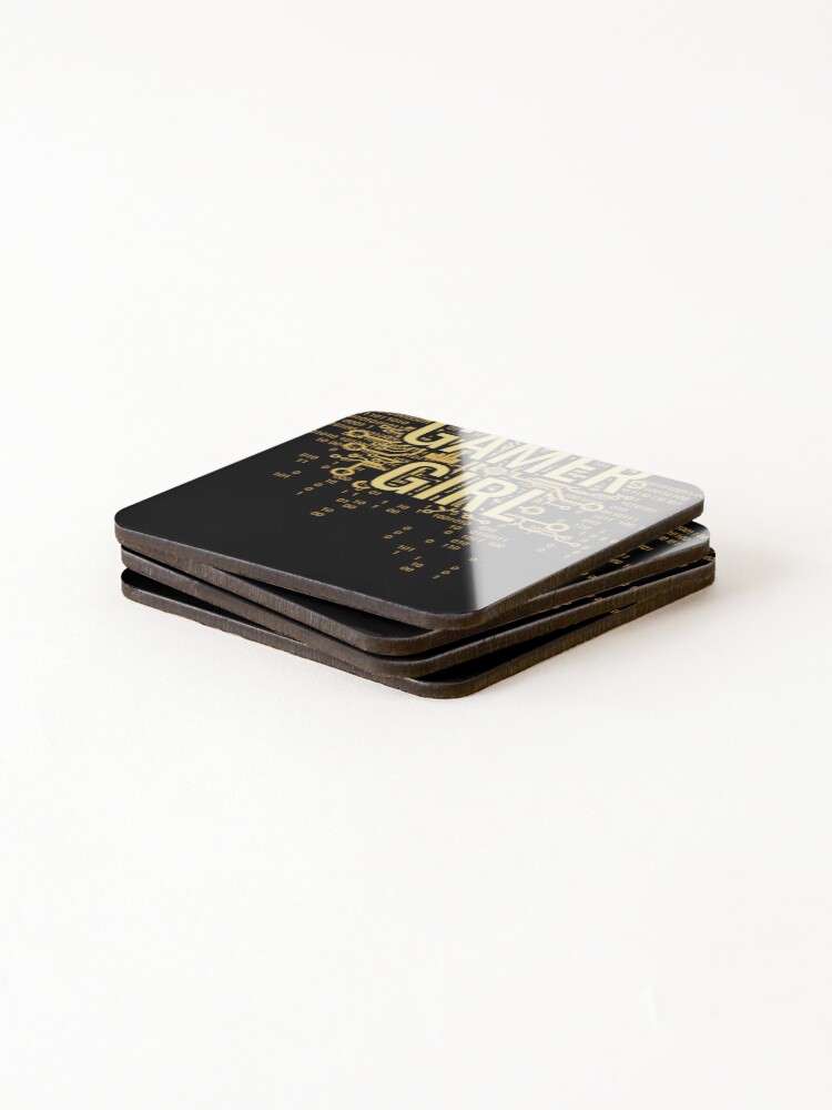 Alternate view of GAMER GIRL Cyber Yellow Gold Coasters (Set of 4)