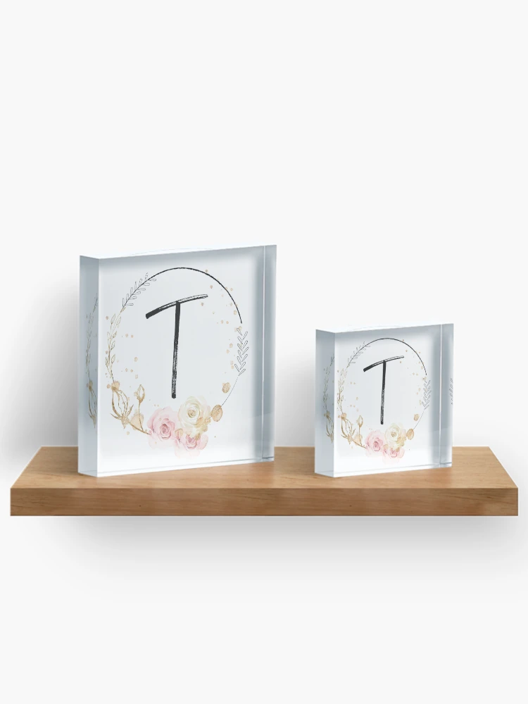 Thumbnail 3 of 5, Acrylic Block, Letter T - Roses designed and sold by Rionda.