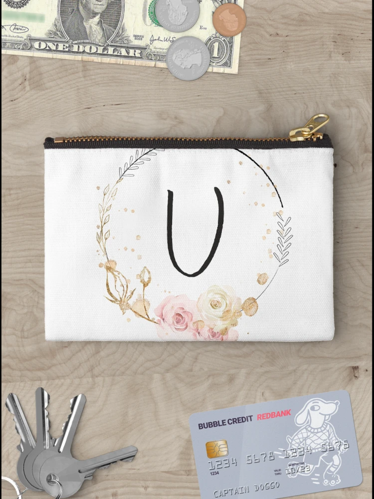 Thumbnail 3 of 4, Zipper Pouch, Letter U - Roses designed and sold by Rionda.