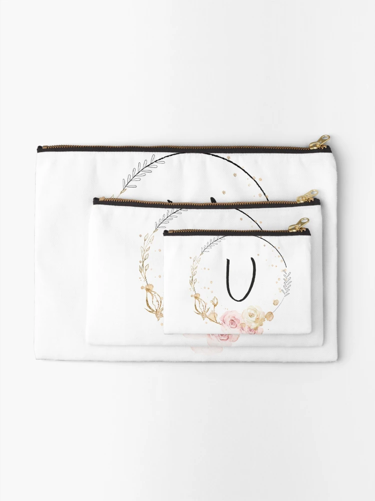 Thumbnail 2 of 4, Zipper Pouch, Letter U - Roses designed and sold by Rionda.
