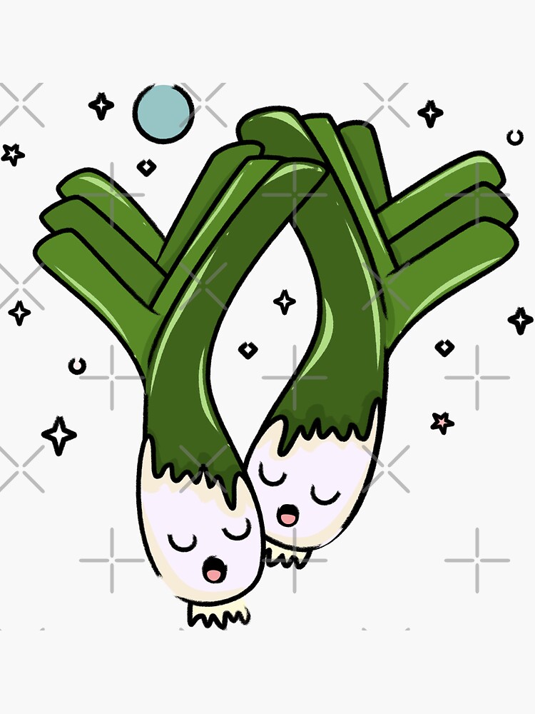 Cute Leeks Cartoon Illustration Sticker By Flamesandfrost Redbubble