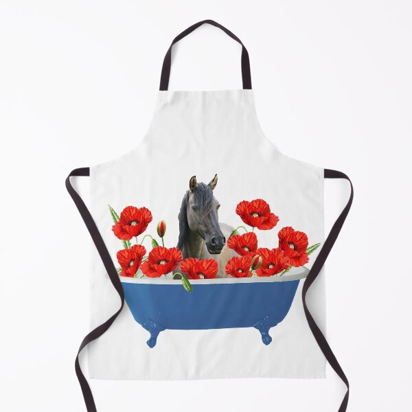 Item preview, Horse - Blue Bathtub with Poppies Flower Blossoms designed and sold by Move-Art.