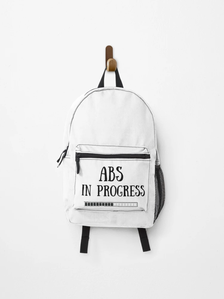 Thumbnail 1 of 3, Backpack, Abs In Progress Text designed and sold by Miaberzo.