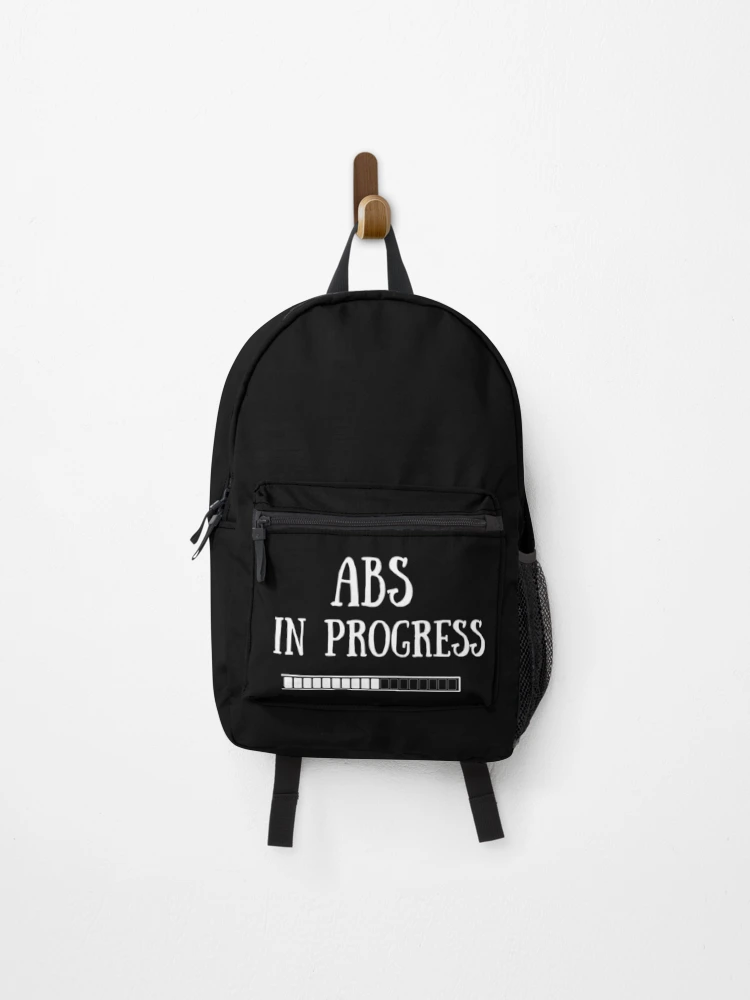 Thumbnail 1 of 3, Backpack, Abs In Progress Text designed and sold by Miaberzo.