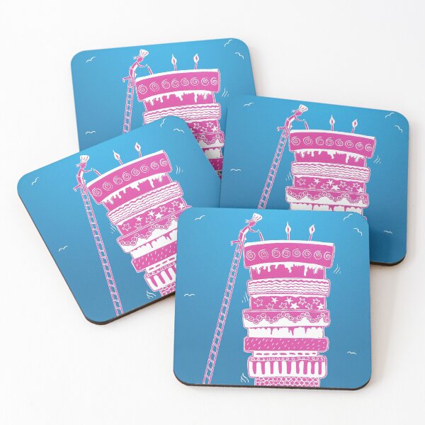 Item preview, Multi-Layered Cake Linocut - Pink and Blue designed and sold by Maddy Bennett.
