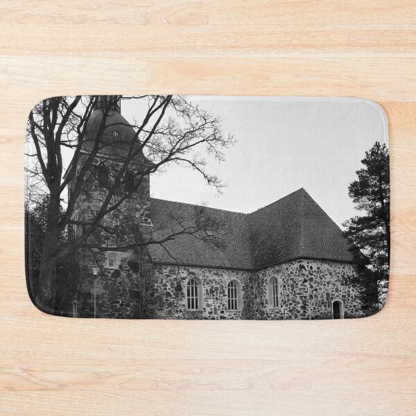 Item preview, The Old Church of  Kangasala  on a gray day bw designed and sold by Jouko Lehto Photography.