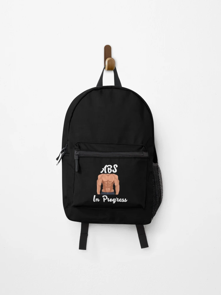 Thumbnail 1 of 3, Backpack, Abs In Progress text designed and sold by Miaberzo.