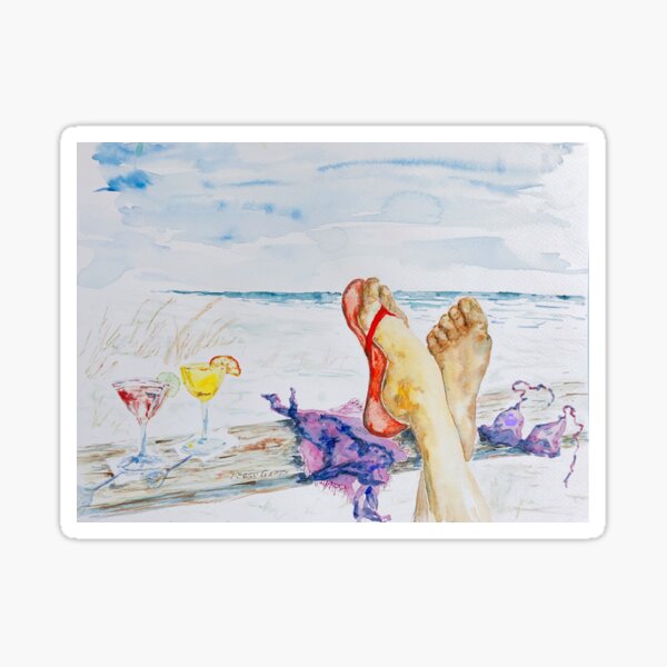 Relaxing at the Beach by Blackburn Ink Sticker