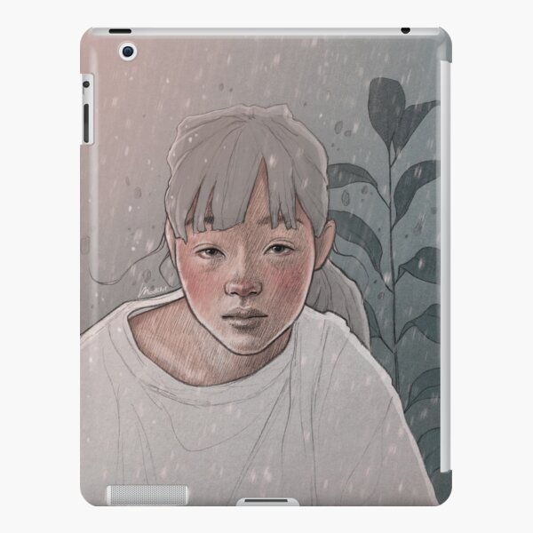One Of Those Days - Bored Dreamy Girl on a Gloomy Day with a Plant Leaf - Digital Illustration by MadliArt iPad Snap Case