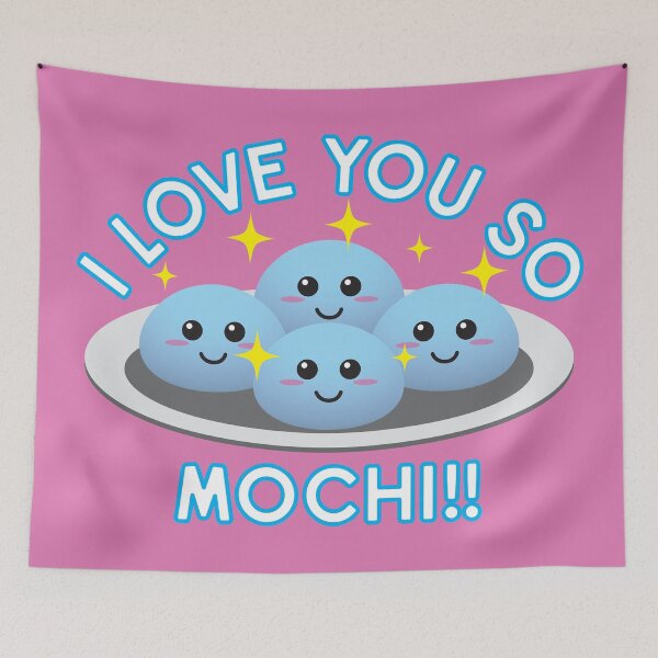Item preview, Cute Kawaii Fun Baby Blue Mochi Balls With Text I Love You So Mochi!! Design designed and sold by NightGleam.