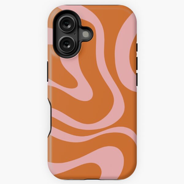 Aperçu de l'œuvre Carré de motif abstrait tourbillon liquide rétro moderne en orange brûlé et rose créée et vendue par kierkegaard.