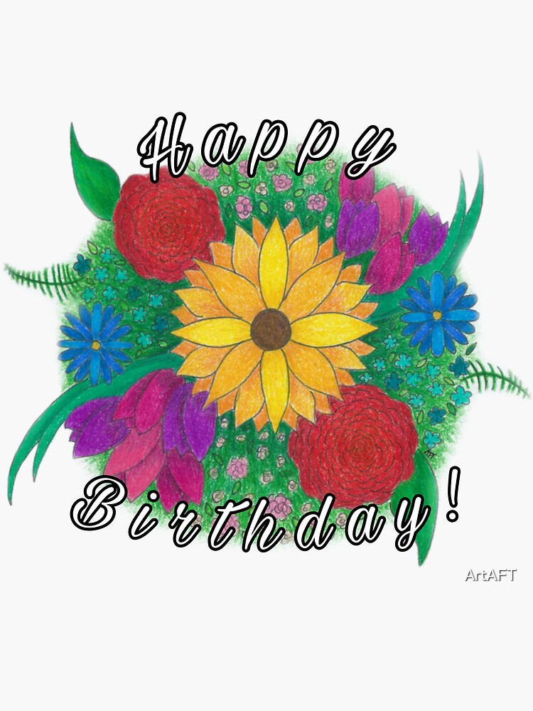 "Happy Birthday Flower Circle Pattern" Sticker for Sale by ArtAFT