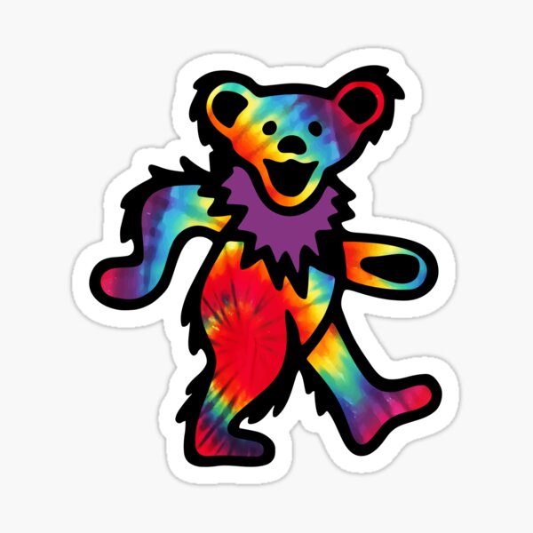 Grateful Dancing Dead Hippie Bear Tie Dye Sticker
