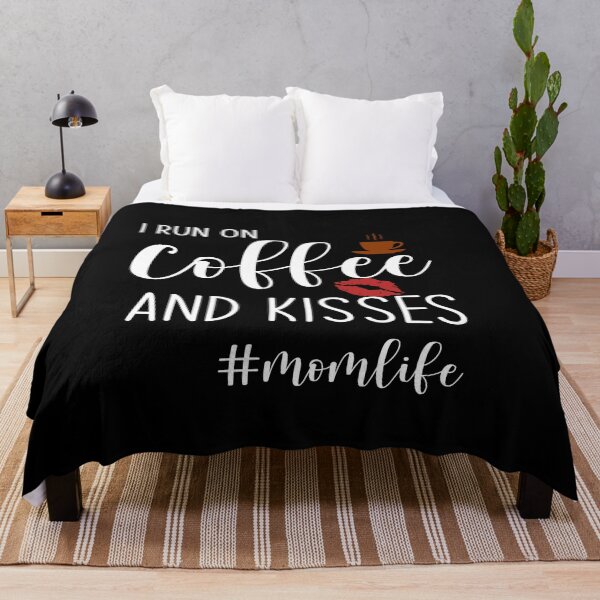 Item preview, I run on coffee and kisses momlife funny gift idea for Women your mom, wife, daughter, aunt, or any family or best friend especially for the lady who loves coffe and brewed drink designed and sold by fashion-tees.