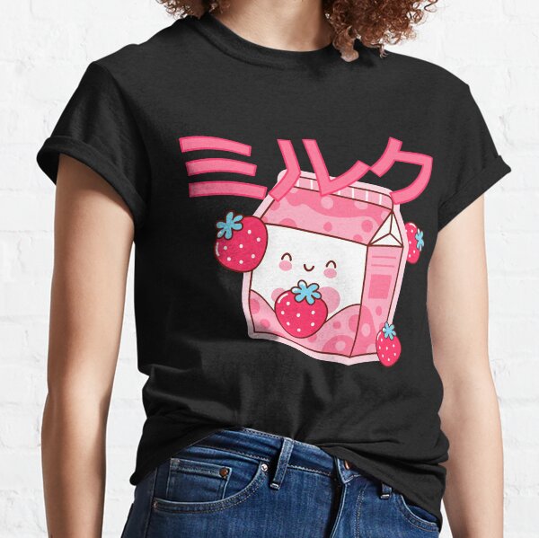 Kawaii Women Tops Y2k T-shirt Sweet Lolita Girls Pink Anime