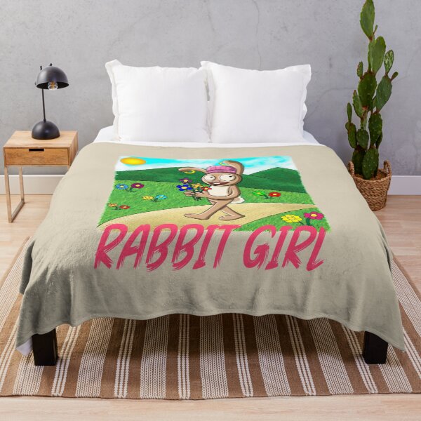 RABBIT GIRL Throw Blanket