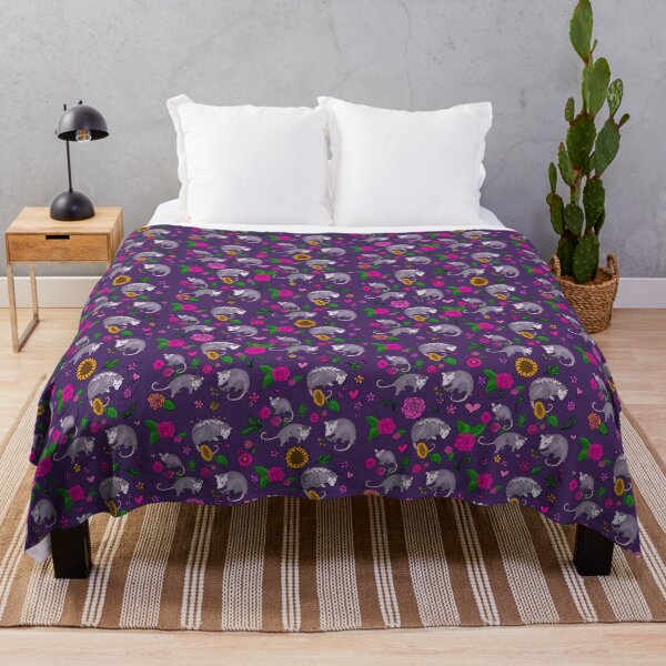 Item preview, Trash Royalty in Dark Purple Floral Possum Print Animals with Flowers designed and sold by JamieWetzel.