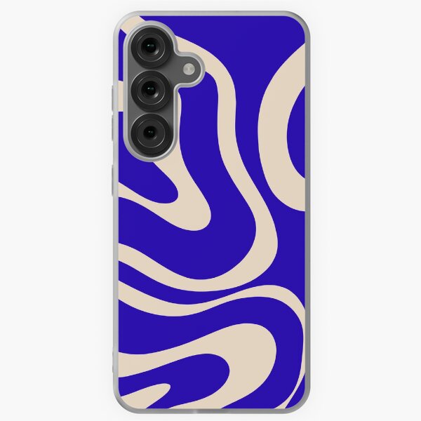 Artikel-Vorschau von Retro Modern Liquid Swirl Abstract Pattern Square in Kobaltblau und Beige, designt und verkauft von kierkegaard.