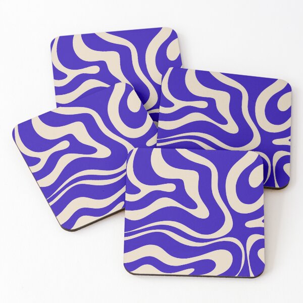 Item preview, Retro Modern Liquid Swirl Abstract Pattern Square in Cobalt Blue and Beige designed and sold by kierkegaard.