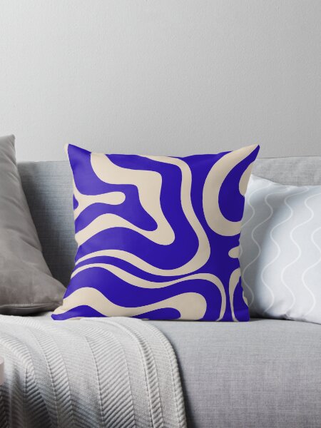 Artikel-Vorschau von Retro Modern Liquid Swirl Abstract Pattern Square in Kobaltblau und Beige, designt und verkauft von kierkegaard.