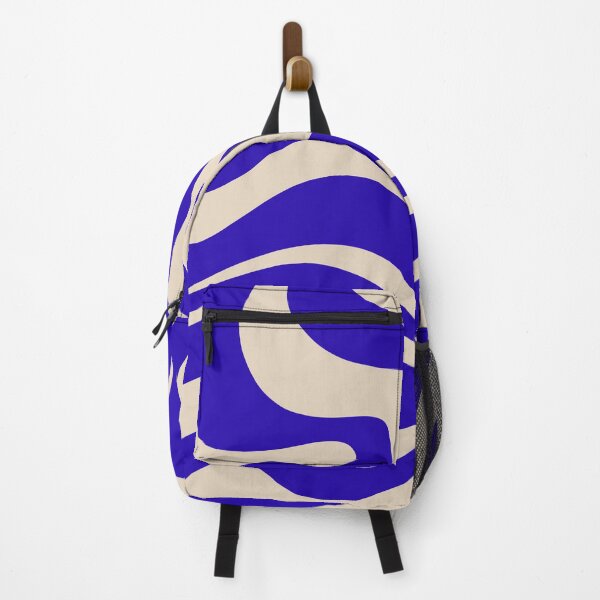 Item preview, Retro Modern Liquid Swirl Abstract Pattern Square in Cobalt Blue and Beige designed and sold by kierkegaard.