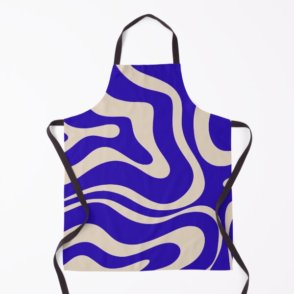 Item preview, Retro Modern Liquid Swirl Abstract Pattern Square in Cobalt Blue and Beige designed and sold by kierkegaard.