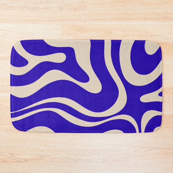 Item preview, Retro Modern Liquid Swirl Abstract Pattern Square in Cobalt Blue and Beige designed and sold by kierkegaard.
