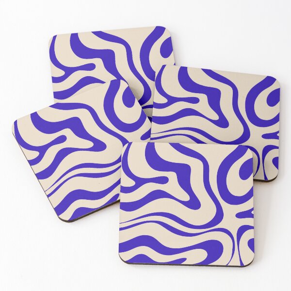 Item preview, Retro Modern Liquid Swirl Abstract Pattern Square in Cobalt Blue designed and sold by kierkegaard.