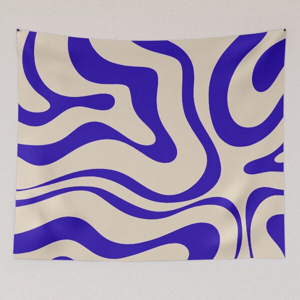 Item preview, Retro Modern Liquid Swirl Abstract Pattern Square in Cobalt Blue designed and sold by kierkegaard.