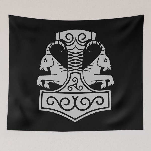Item preview, Norse Grey Thors Viking Hammer Mjolnir Goats designed and sold by BluePagan.