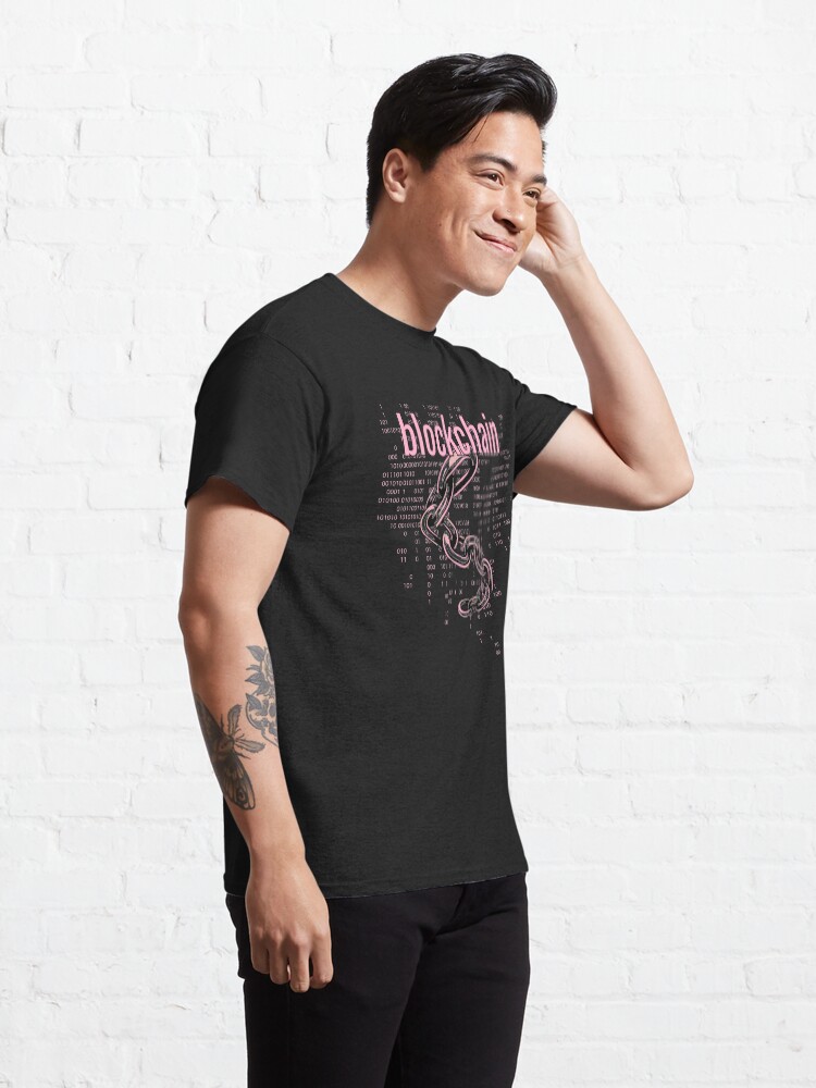 Thumbnail 5 of 7, Classic T-Shirt, BlockChain Cyber Pink designed and sold by futureimaging.