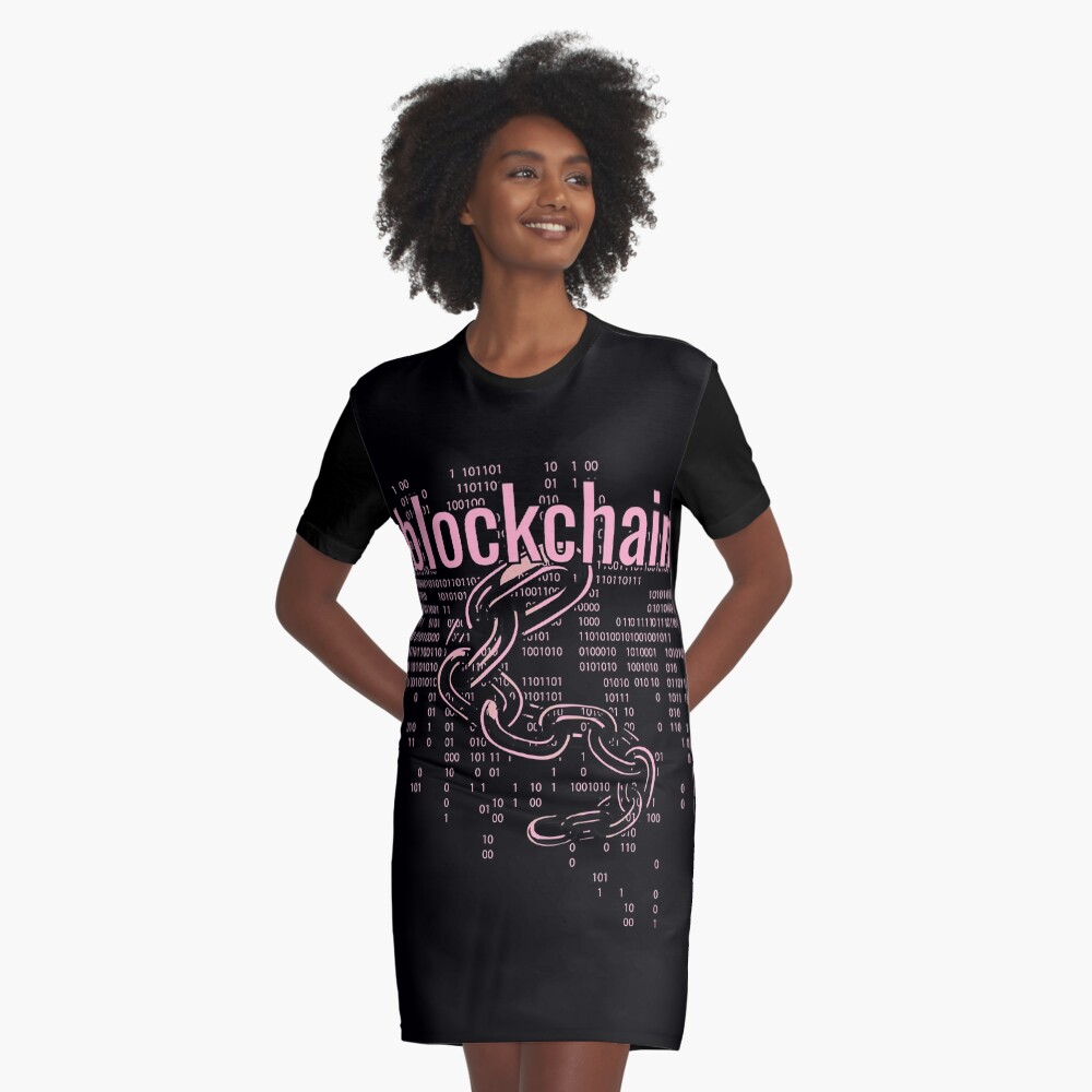 BlockChain Cyber Pink Graphic T-Shirt Dress