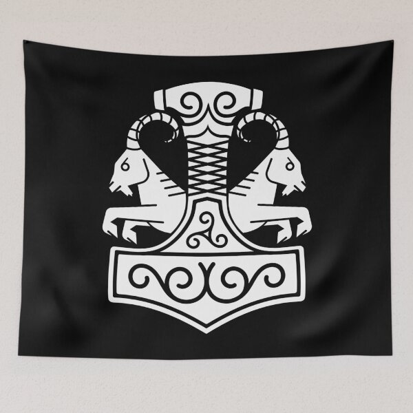 Item preview, Norse Grey Thors Viking Hammer Mjolnir Goats designed and sold by BluePagan.