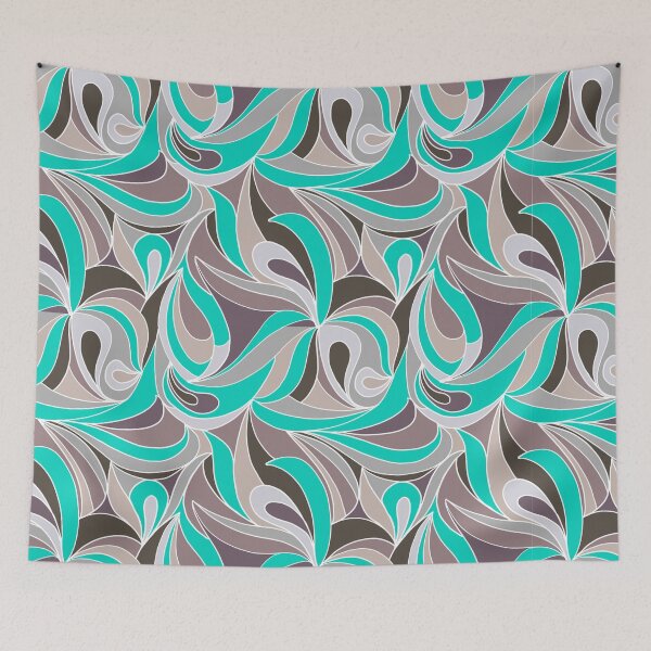 Item preview, Wave curve gray turquoise designed and sold by kreativeadern.