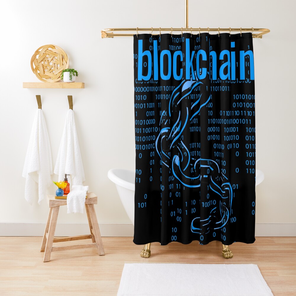 BlockChain Cyber Blue Shower Curtain