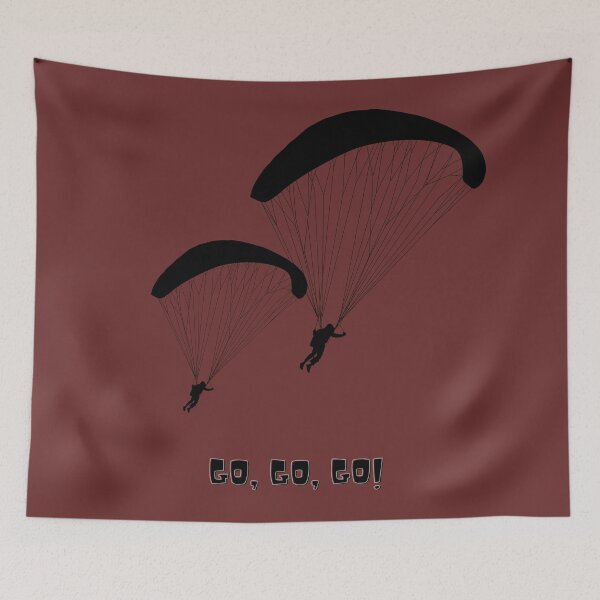 Item preview, Go, go, go! design with parachute - black designed and sold by HobbiesAndFun.