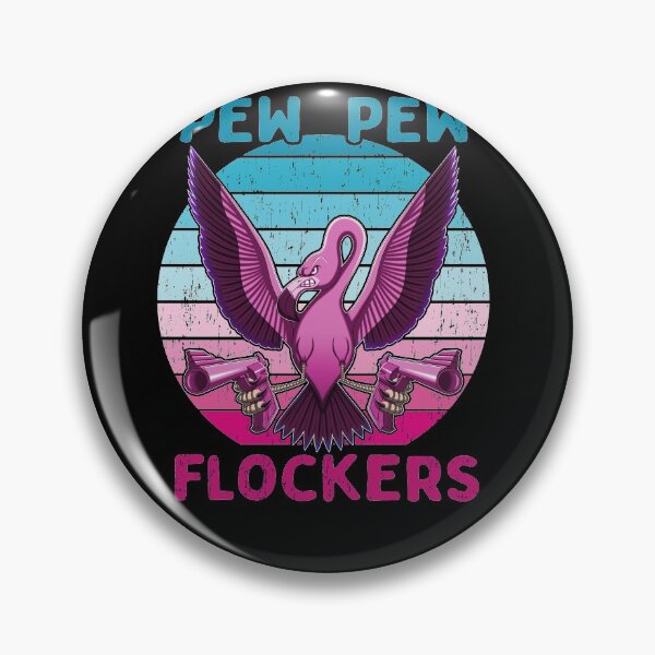 Item preview, Pew Pew Flockers - Funny Flamingo - Graphic - T-Shirt - b designed and sold by Gerdek.
